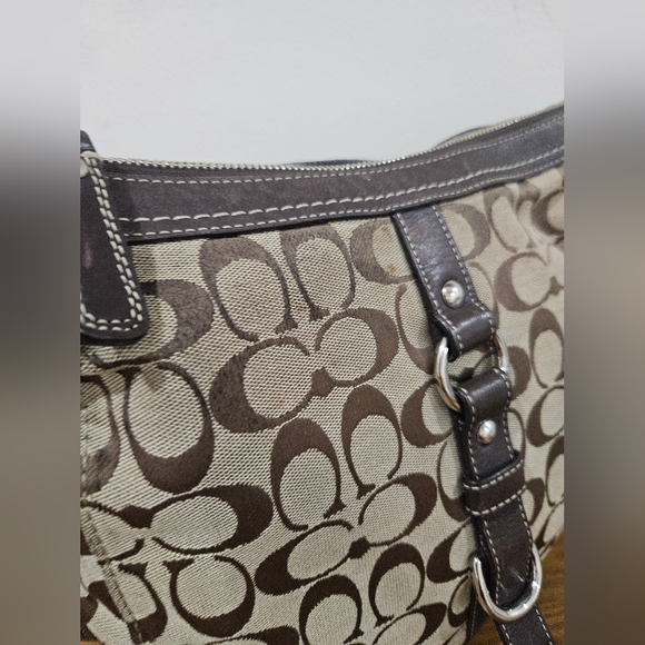 Coach Signature Jacquard Brown/Tan Crossbody/Shoulder Bag - Picture 7 of 12